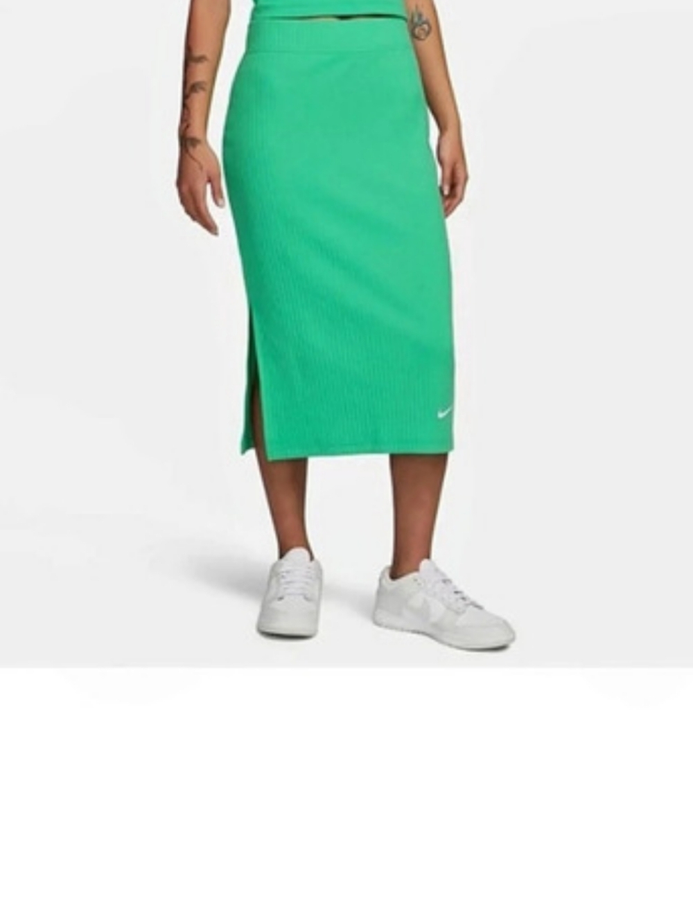 Nike Sportswear Chill Rib Women'Small Slim Midi Skirt Slim Midi Skirt Green